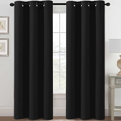 H.VERSAILTEX HVERSAILTEX Blackout Curtains for Bedroom Thermal Insulated Room Darkening Living Room Curtains 84 Inch Long Grommet Privacy Protection Window Curtain PanelsDrapes for Nursery 2 PanelsJet