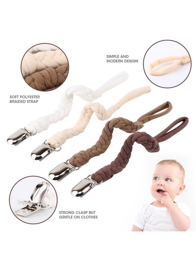 Kapihouse Pacifier Clips for Boys and Girls, Baby Holder Leash, Teething Toy or Soothie by Hand-Made Braided(4 Pack, Color E) - Image 3