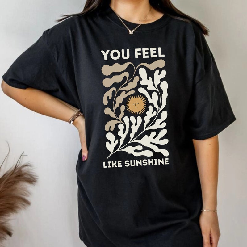 You Feel Letter Printing Casual Summer Round Neck T-Shirt - Image 2