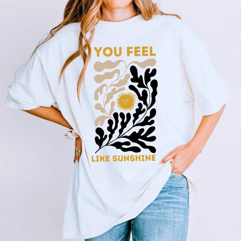 You Feel Letter Printing Casual Summer Round Neck T-Shirt - Image 3
