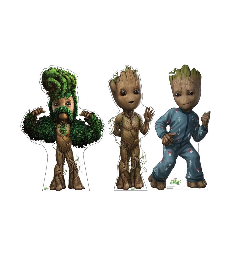 Cardboard People Cardboard People I am Groot Set of 3 Cardboard Cutout Standup  Marvels I Am Groot TV Series 