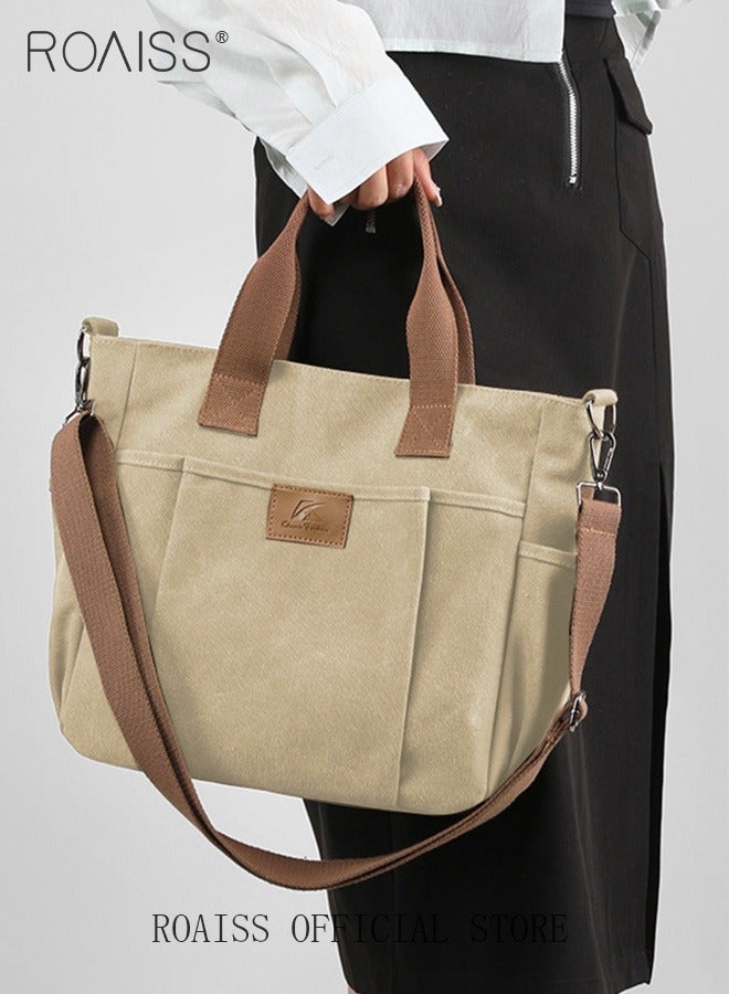 roaiss Women's Handbag Shopper Tote Bag Women's Canvas Satchel Handbags Shopping Shoulder Bag Casual Crossbody Bag Top-Handle Tote Bags Summer Beach Trendy Bag  - Image 1
