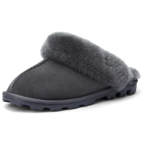 WaySoft Australian Sheepskin Women’s Slippers, 100% Shearling Wool, Hard Sole, Warm Fuzzy Indoor Outdoor - Image 1