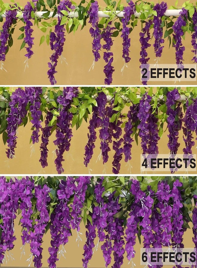 Dallisten Wisteria Artificial Flowers Garland, 2Pcs 7.2Ft/Piece Silk Fake Wisteria Vine Kit, Hanging Flower for House Outdoor Garden Ceremony Outside Wedding Arch Floral Decor (2, Purple) - Image 5