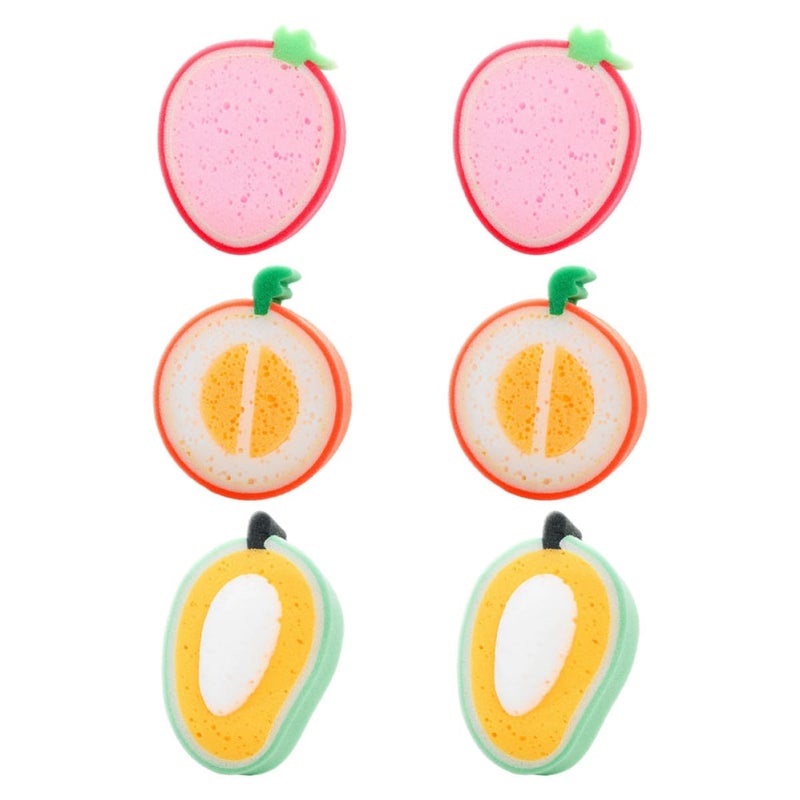 6Pcs Fruit Shaped Bath Sponge Set Thickened Exfoliating Shower Sponges Soft Washing For Adults - Image 2