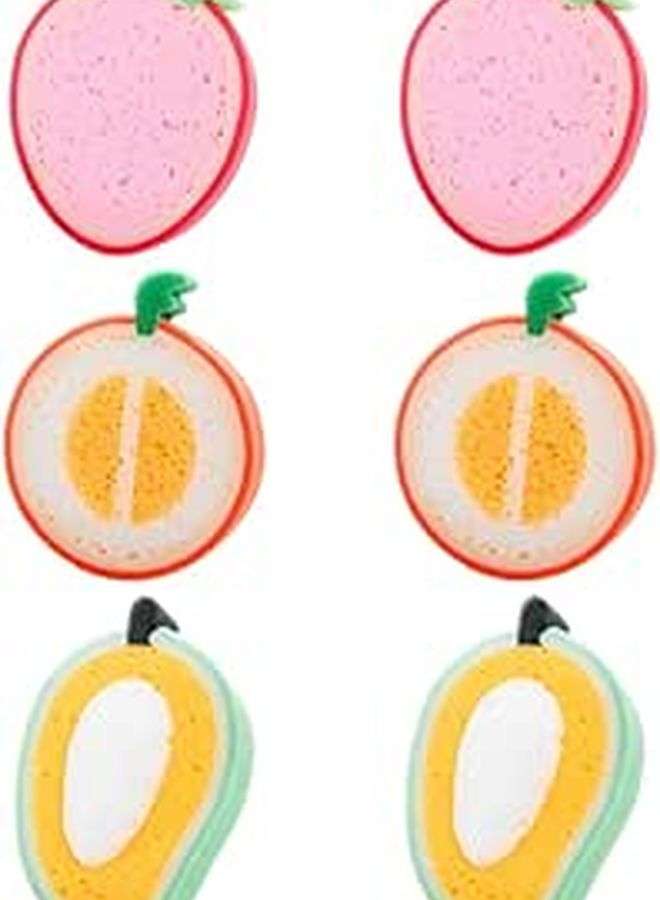 6Pcs Fruit Shaped Bath Sponge Set Thickened Exfoliating Shower Sponges Soft Washing For Adults - Image 1