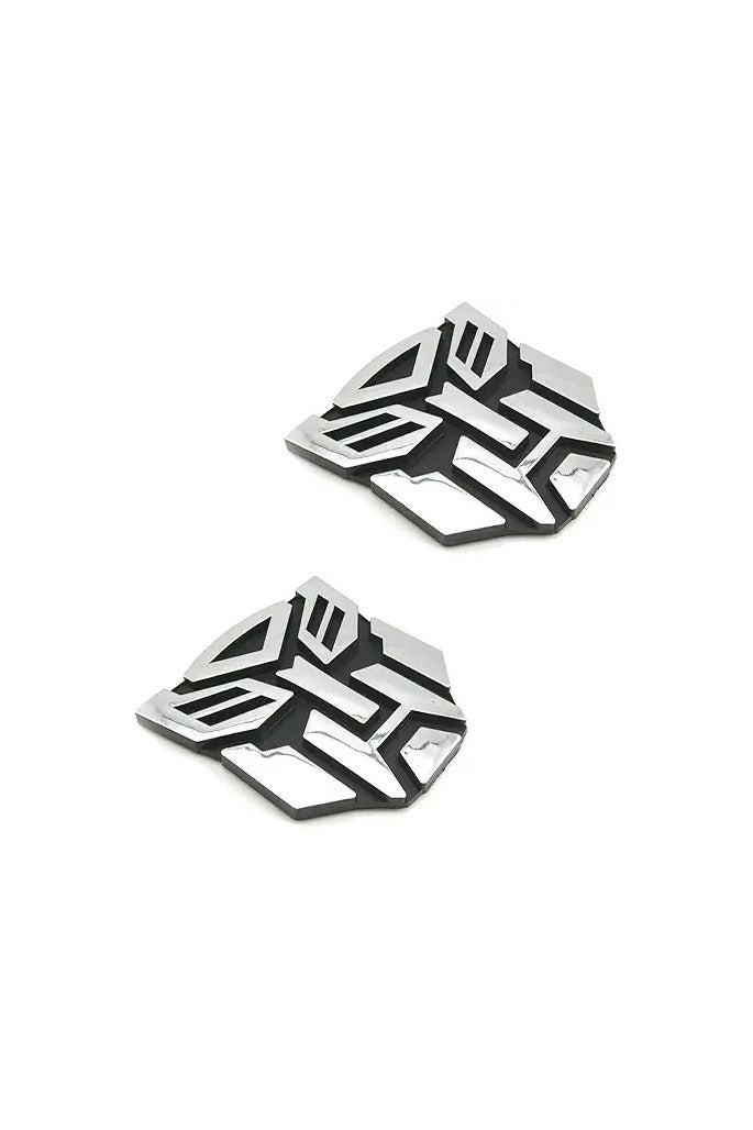 AVBT 2 PCS in Set Transformers Emblem - 3" Tall for Car Autobot Sticker Pair Chrome Finish PVC Auto Emblems Transformers Autobot Car Accessories