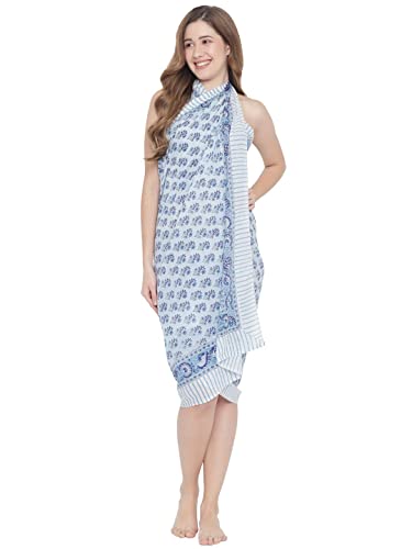 parihan Cotton Block Print long Beach Pareo Sarong Swimsuit Cover Ups Women Wrap - Image 5