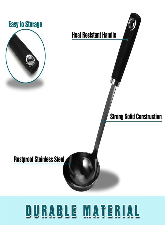 JXWING 12 inch Soup Ladle, Stainless Steel Ladle Spoon, Soup Spoons with Comfortable Handle, Kitchen Utensil for Cooking, Metal Kitchen Accessories - Image 2