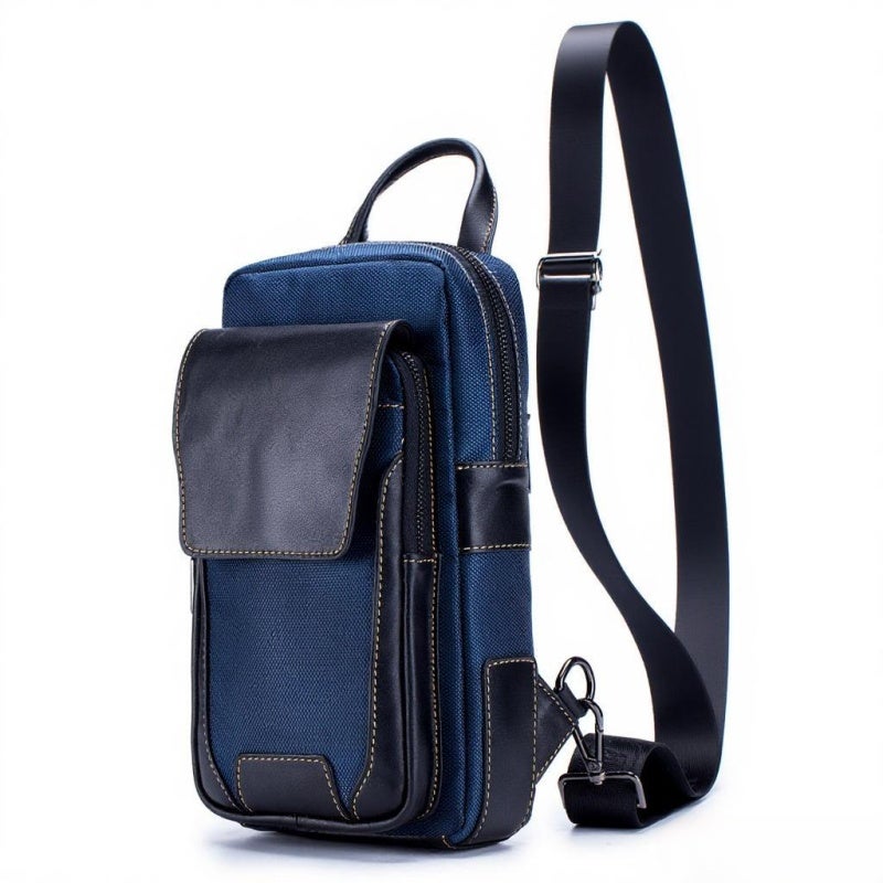 BULLCAPTAIN Men Leather Sling Bag Casual Chest Bag Pack Crossbody Bag Sling Backpack Travel Shoulder Backpack - Image 1