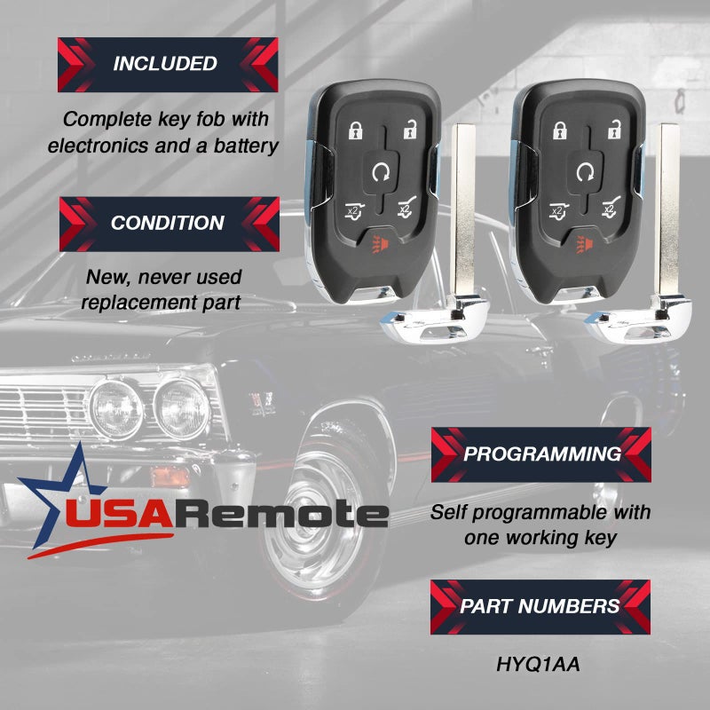 USARemote Smart Key Fob Keyless Entry Remote fits 2015-2020 Chevy Suburban/Tahoe/GMC Yukon + Yukon XL (HYQ1AA, 13580802), Set of 2 - Image 3