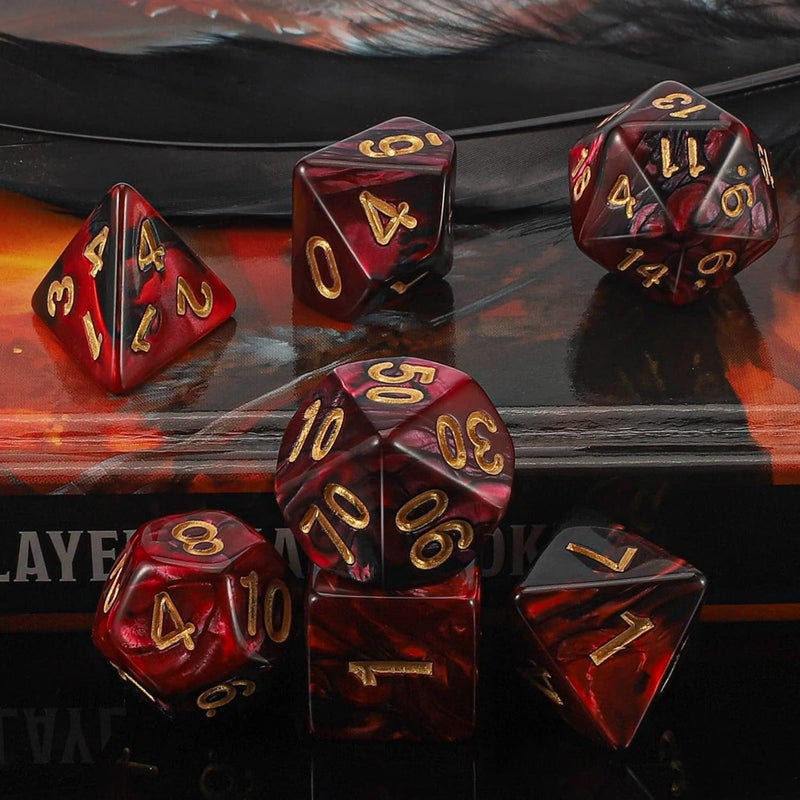 QMAY DND Dice Set -D&D Polyhedral Dice (7 Pcs) for Dungeons and Dragons (Red and Black) - Image 4