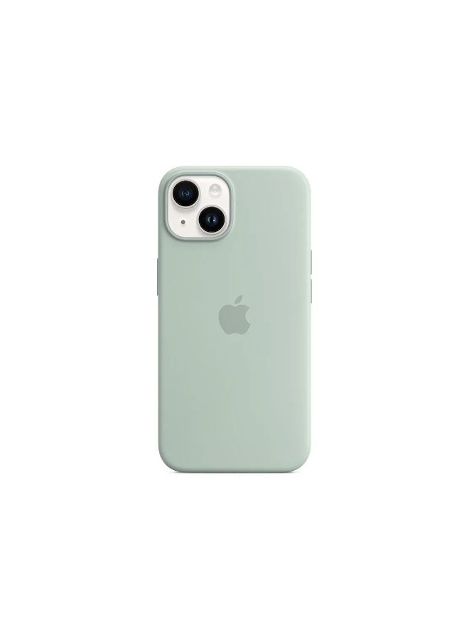 فريق ديلوكس غلاف سيليكون آيفون 14 مع MagSafe (Blue Succulent) - Image 1