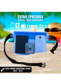 SYOSI 2 Pack Waterproof Pouch With Waist Strap, Waterproof Cell Phone Bag, Waterproof Dry Bag For Beach Bulk Swimming Kayaking Floating Water Park, Blue And Clear  - Image 3
