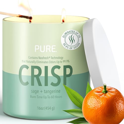 CANDLE-LITE شموع كاندل لايت العطرية الخالية من الروائح مع المريمية واليوسفي، تقنية نيفو فريش تقضي على 99.9% من الروائح، 16 أونصة، وعاء ذو فتيلين، مصنوعة بفخر في الولايات المتحدة الأمريكية، حتى 60 ساعة من وقت الاحتراق - Image 1