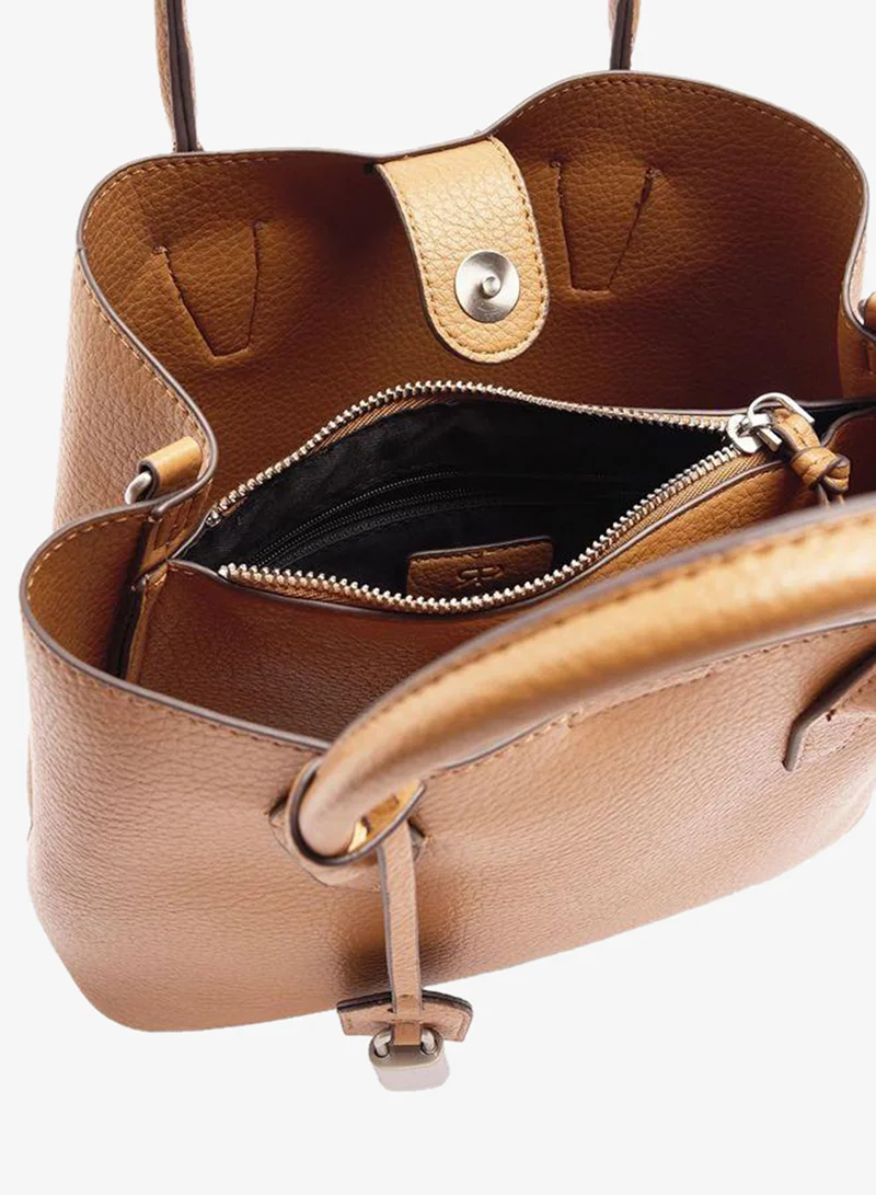 Parfois Brown Tote Bag With Texture And Hanging for Women | Best Price UAE