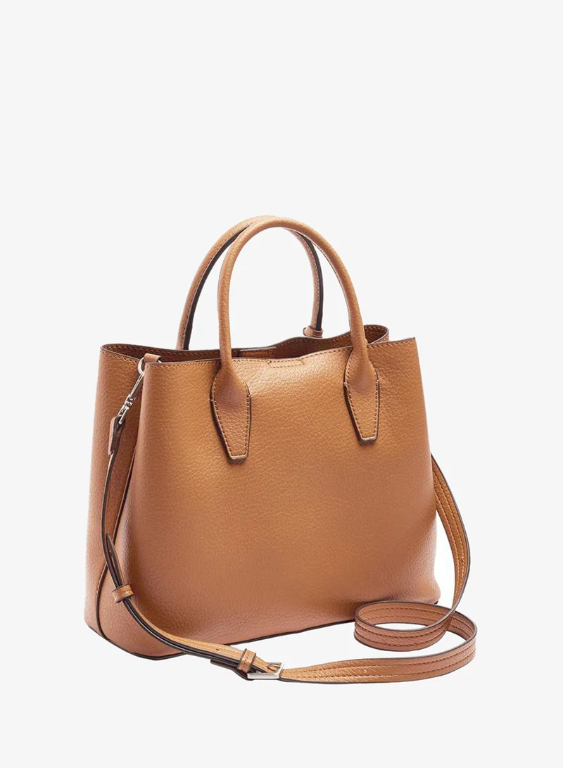 Parfois Brown Tote Bag With Texture And Hanging for Women | Best Price UAE