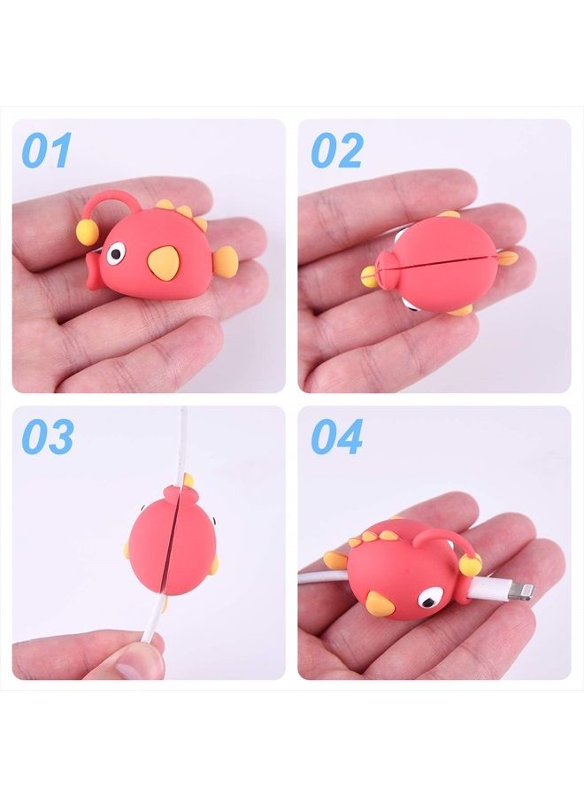 Tuparka 18 pcs Cable Protector for iPhone,ipad USB Cable, Plastic Cable Protectors Cute Fish Dinosaur Animals Charging Cable Saver, Phone Accessory Protect USB Charger - Image 3