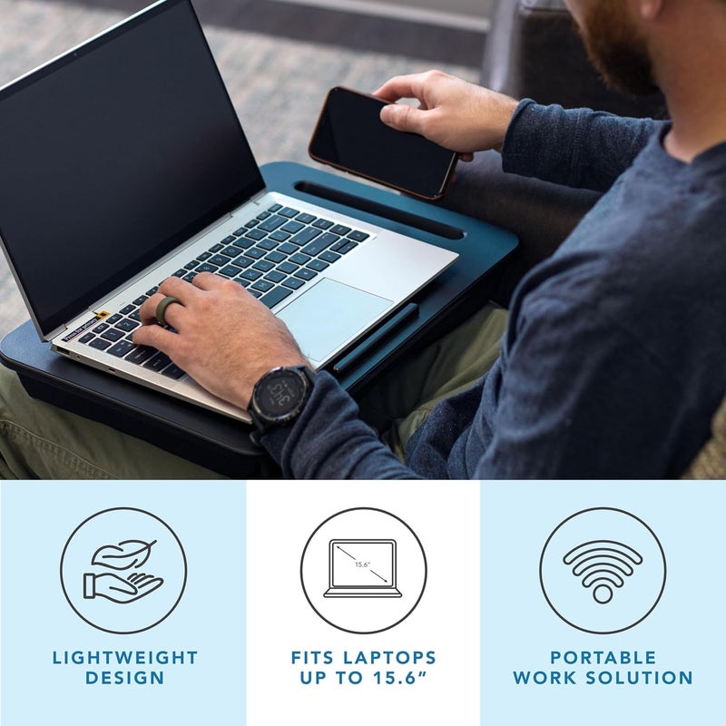 LapGear Sidekick Lap Desk with Device Ledge and Phone Holder - Black - Fits up to 15.6 Inch Laptops - Style No. 44218 - Image 2