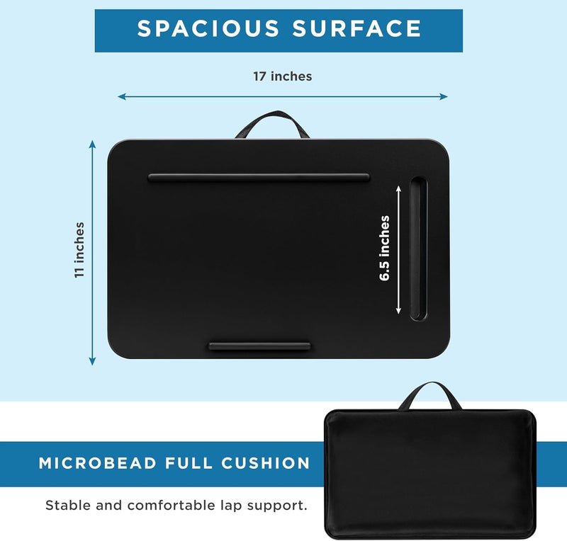 LapGear Sidekick Lap Desk with Device Ledge and Phone Holder - Black - Fits up to 15.6 Inch Laptops - Style No. 44218 - Image 5