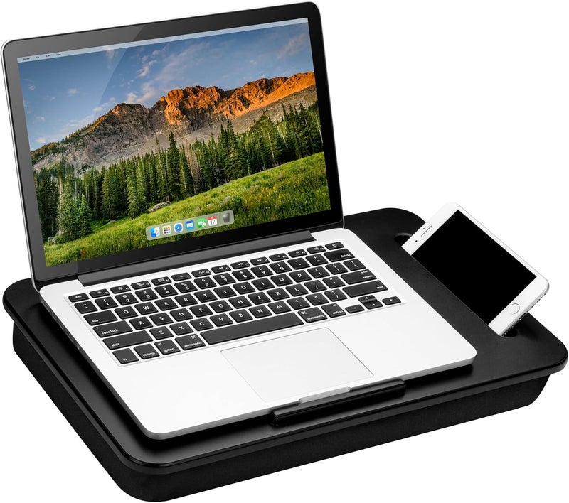 LapGear Sidekick Lap Desk with Device Ledge and Phone Holder - Black - Fits up to 15.6 Inch Laptops - Style No. 44218 - Image 1