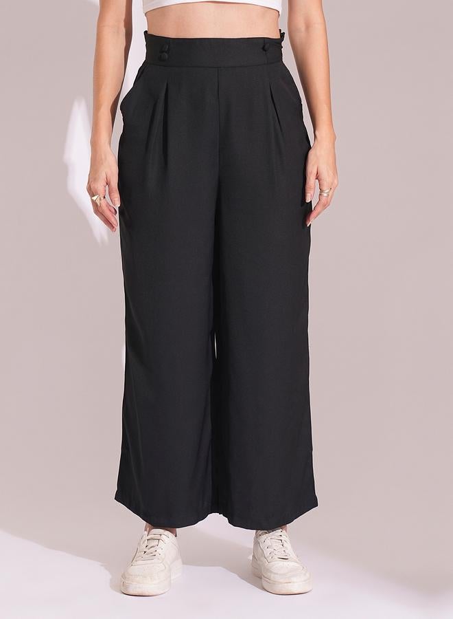 globus High-Rise Pleated Frilled Waist Wide Leg Trousers - Image 2