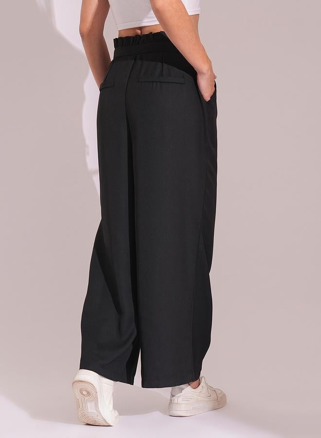 globus High-Rise Pleated Frilled Waist Wide Leg Trousers - Image 5