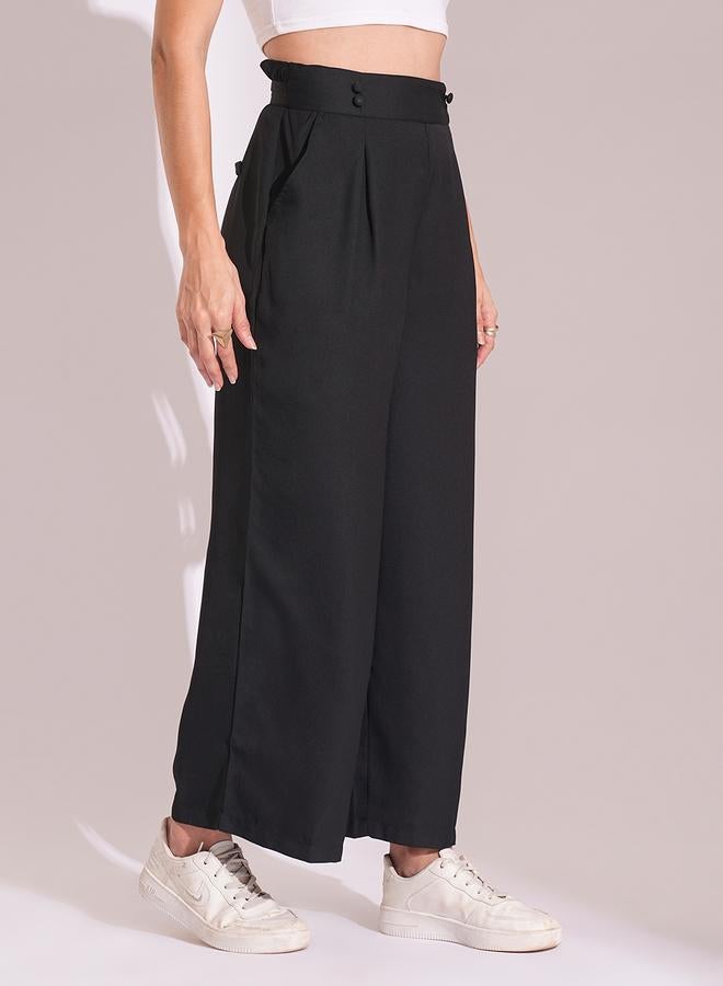 globus High-Rise Pleated Frilled Waist Wide Leg Trousers - Image 3