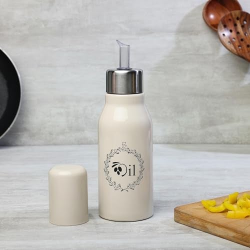 dudki Stainless Steel Oil Dispenser 500 ML Bottle Leakproof | Oil Nozzle Dropper | Cooking Oil Bottle For Home, Kitchen, Cooking, Café, Restaurant(BEIGE) - Image 3