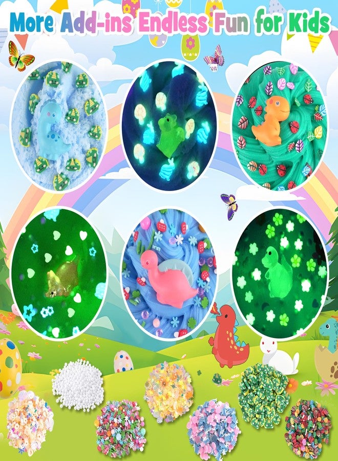 LAWOHO 6 Pack Dinosaurs Slime Kit for Kids - Cloud, Butter, Clear Slimes with Glow in The Dark Add-ins, Green & Blue Dino Slime, Super Soft and Non-Sticky, Birthday Party Favor for Boys & Girls - Image 4