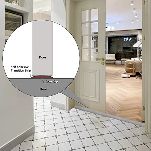LSGCQ Floor Transition Strip 2" Self Adhesive Flat Vinyl Flooring Transitions Strip with Strong Backing (5cm, 20FT, Black) - Image 2