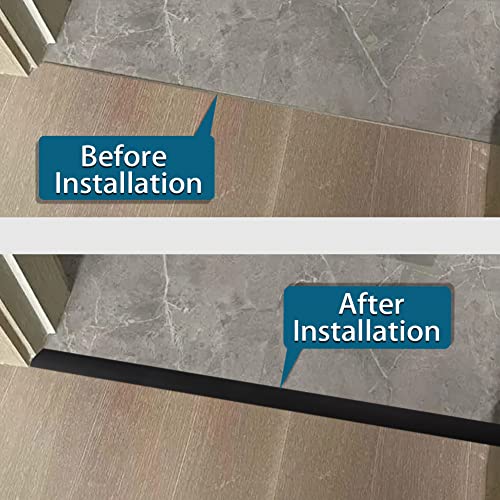 LSGCQ Floor Transition Strip 2" Self Adhesive Flat Vinyl Flooring Transitions Strip with Strong Backing (5cm, 20FT, Black) - Image 3