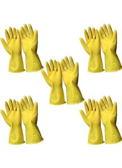 Pacificdeals Pacificdeals Chemical Industries Gardening Long Rubber Hand Gloves Household Reusable Cleaning Dishwashing GlovesLatex Waterproof PVC Gloves for Kitchen Working Painting Men Unisex Yellow 5 Pair 