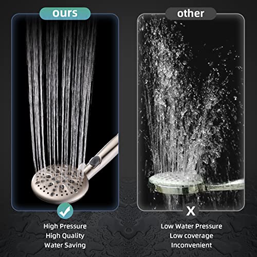 Cobbe Shower Head, 9 Functions High Pressure shower head with handheld, Built-in Pause Mode & Power Wash, Non-Clogging Nozzles High Flow Showerhead, Leakproof Hose&Metal Bracket, Brushed Nickel - Image 4