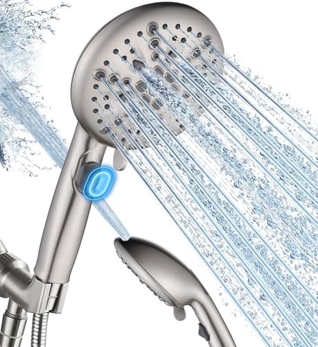 Cobbe Shower Head, 9 Functions High Pressure shower head with handheld, Built-in Pause Mode & Power Wash, Non-Clogging Nozzles High Flow Showerhead, Leakproof Hose&Metal Bracket, Brushed Nickel - Image 1