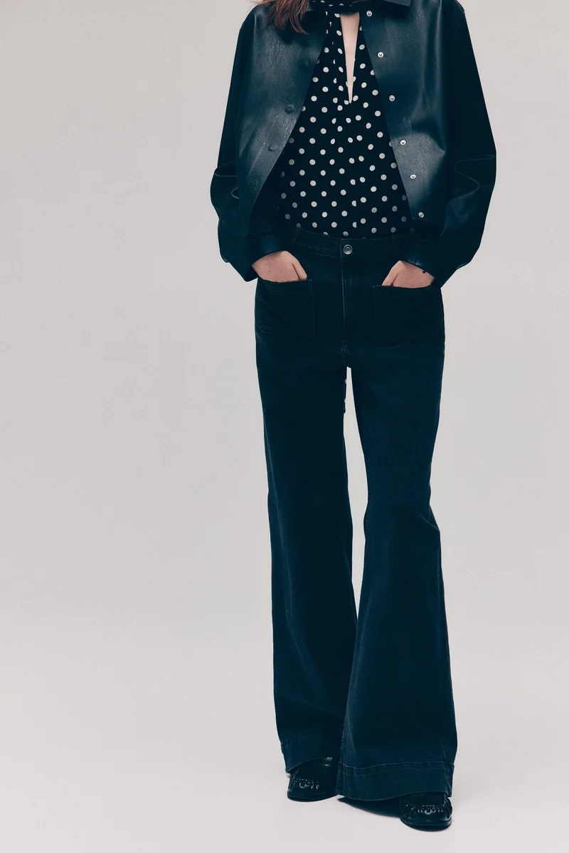 اتش اند ام جينز بخصر عالي وقصّة واسعة