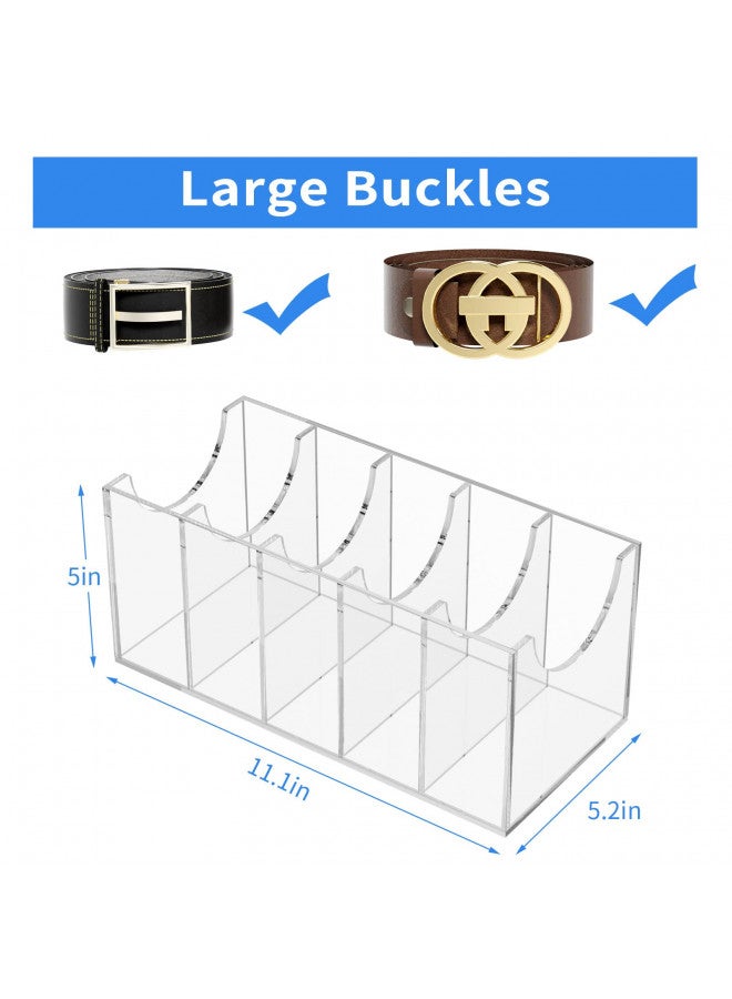 FEMELI Belt Organizer, Acrylic 5 Compartments Belt Container Storage Holder, Clear Belt Display Case for Closet Tie and Bow Tie - Image 2