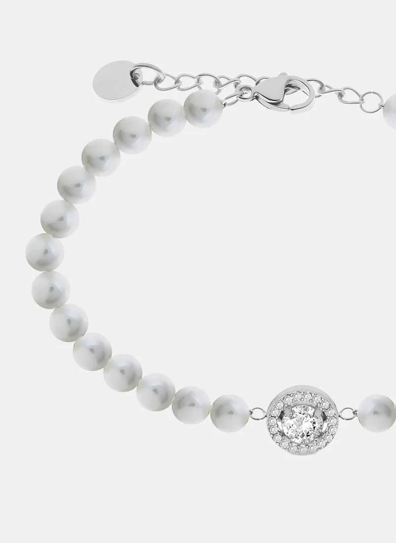 ليو جو سوار بخرز وقلادة مستديرة مرصعة بالكريستال