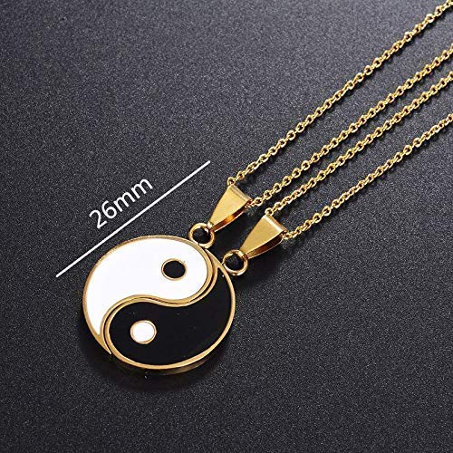 JUXINGDAZYF JUXINDA Yin and Yang necklace, personalized engraved stainless steel gold-plated puzzle pendant jewelry, suitable for couples necklaces with adjustable chains - Image 3