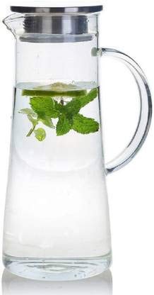 shreenath craft 1300 ml Glass Iced Tea Pitcher with Stainless Steel Strainer Lid HotCold Water Jug Juice Beverage Carafe - Image 3