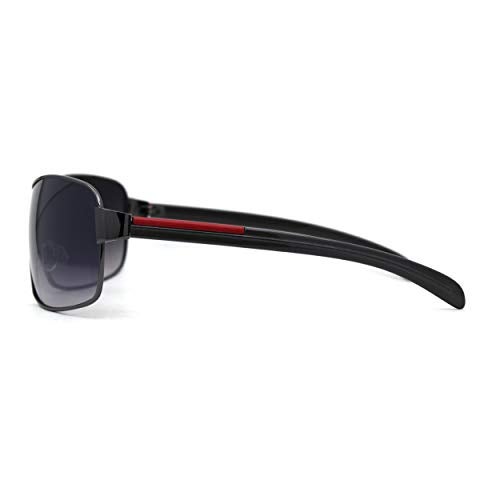 SA106 Mens Italian Designer Fashion Wrap Shield Sport Pilot Sunglasses Gunmetal - Smoke - Image 3