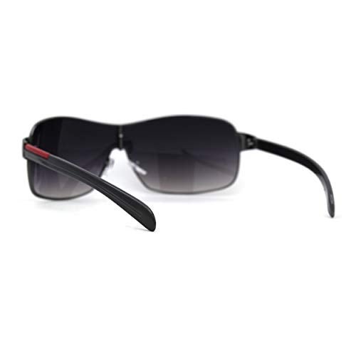SA106 Mens Italian Designer Fashion Wrap Shield Sport Pilot Sunglasses Gunmetal - Smoke - Image 4