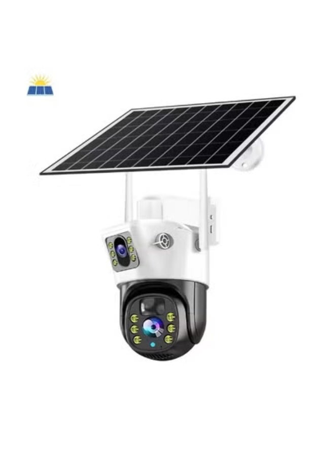 ELTRAZONE V380 Dual Lens 6MP Solar-Powered Security Camera VCS09-W with Wireless Wi-Fi & IP Connectivity, PTZ Control, Dual Lens Monitoring, Waterproof & Weatherproof Outdoor Design, Solar Rechargeable Battery, Remote Network Access for Home, Office, Garden, and Commercial Use - Image 1