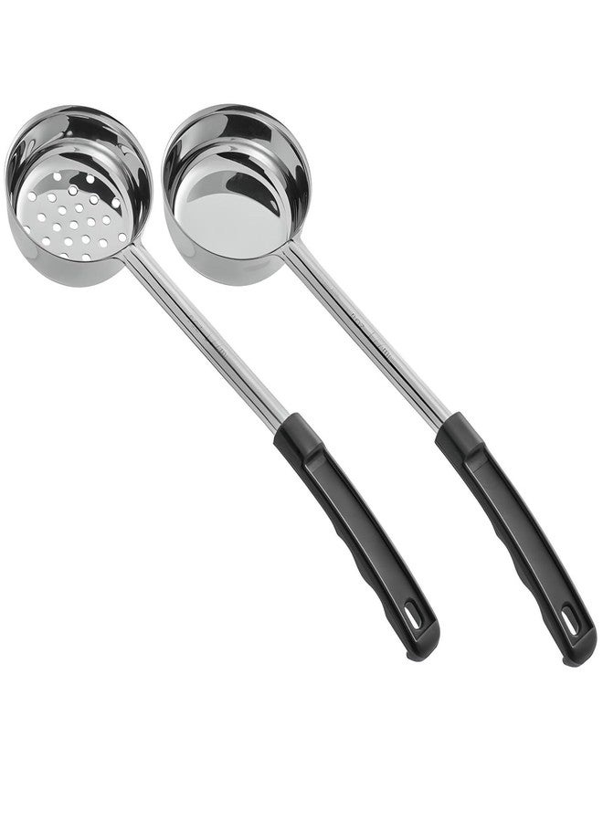 OCSParts OCS Parts 2-Pack 6 Ounce Perforated and Solid Portion Spoons | Stainless Steel Dishwasher Safe Kitchen Multipurpose Portion and Serving Spoons - Image 1