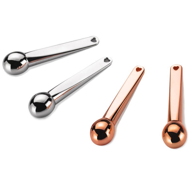 Lisapack 4 Pack Metal Eye Cream Applicator Eye Serum Roller Ball Massager Stick for Reduce Depuffer Massage SilverRose Gold