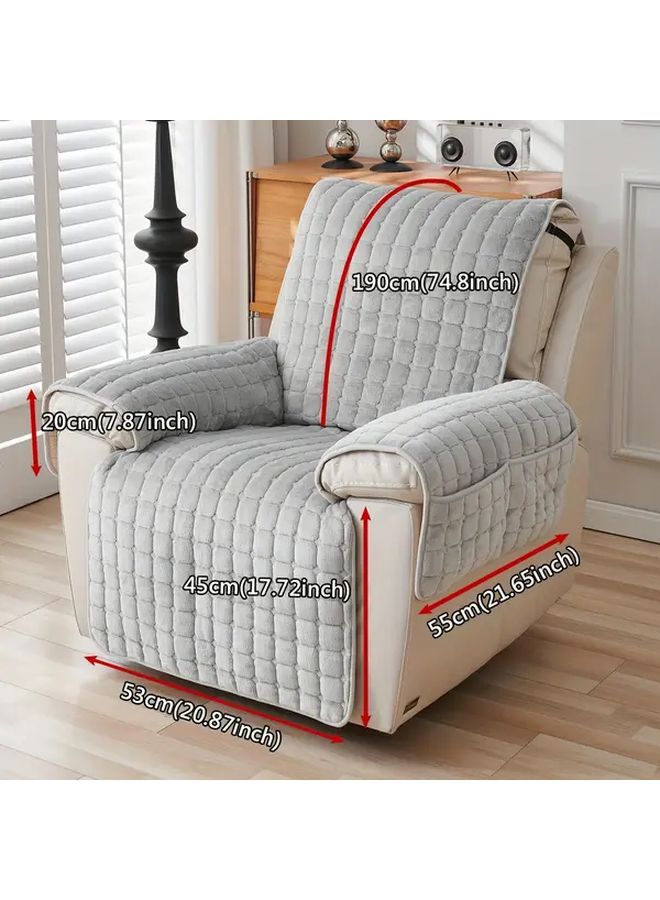 غطاية أريكة قابلة للاستلقاء من الفانيلا بمقعد فردي، غير قابلة للانزلاق، لجميع الفصول، باللون الأبيض غير الناصع - Image 5