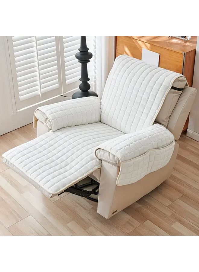 غطاية أريكة قابلة للاستلقاء من الفانيلا بمقعد فردي، غير قابلة للانزلاق، لجميع الفصول، باللون الأبيض غير الناصع - Image 2
