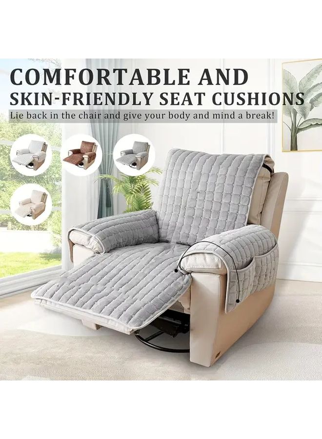 غطاية أريكة قابلة للاستلقاء من الفانيلا بمقعد فردي، غير قابلة للانزلاق، لجميع الفصول، باللون الأبيض غير الناصع - Image 3