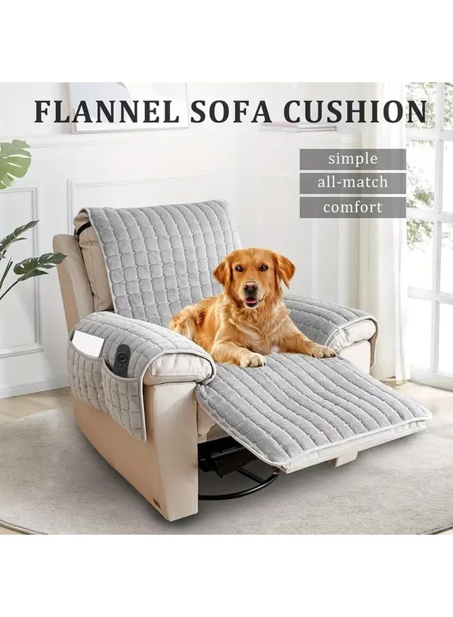 غطاية أريكة قابلة للاستلقاء من الفانيلا بمقعد فردي، غير قابلة للانزلاق، لجميع الفصول، باللون الأبيض غير الناصع - Image 4