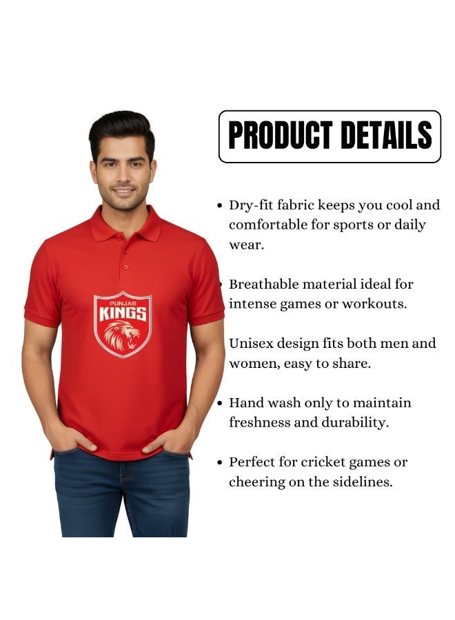 Punjab Cricket Men's Dry-Fit Polo Neck T-Shirt|Tshirt With Cap|Soft&Breathable Sportswear For Cricket Lovers|Wear It For Games - Image 5